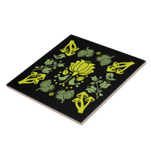 Nordic Forest Mushroom Folk Art Tile