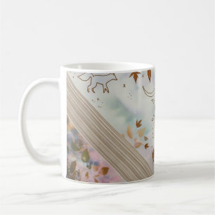 Nordic Fox Moon and Leaves Knit Art Classic Mug