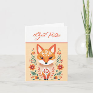 Nordic Fox Orange Yellow Blue God Påske  Card