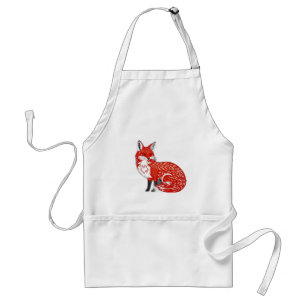 Nordic Fox with Leaf Patterns Standard Apron