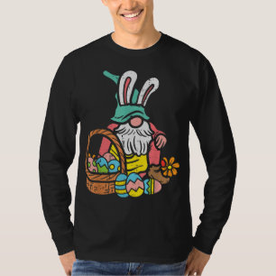 Nordic Garden Gnome Bunny Easter Eggs Basket Tomte T-Shirt