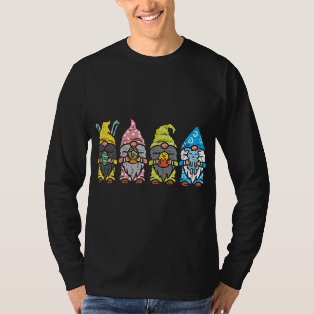 Nordic Garden Gnomes Bunny Ears Easter Egg Bunny T T-Shirt (Front)