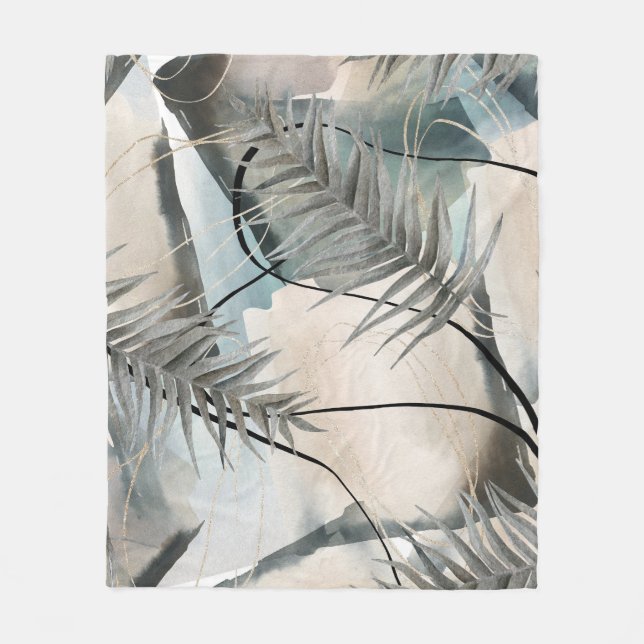 Nordic Geometric Floral Marble Fleece Blanket (Front)