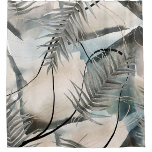 Nordic Geometric Floral Marble Shower Curtain