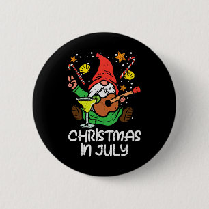 Nordic Gnome Santa Playing Guitar Christmas In Jul 6 Cm Round Badge