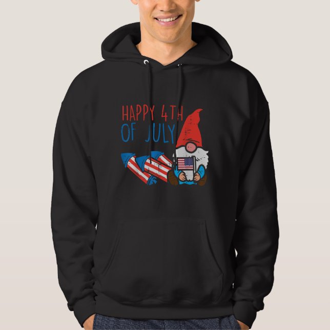 Nordic Gnome US Flag Happy 4th Of July Garden Patr Hoodie (Front)