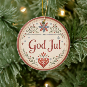 Nordic God Jul Norwegian Christmas Ceramic Tree Decoration