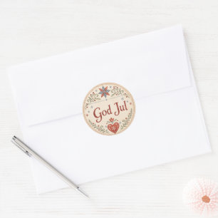 Nordic God Jul   Norwegian Christmas Classic Round Sticker