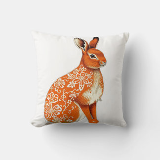 Nordic Hare with Autumn Lace Pattern Cushion