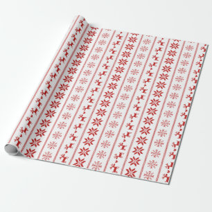 Nordic Holiday Pattern - Red & White Wrapping Paper