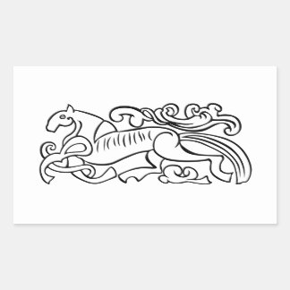 Nordic Horse black and white graphic image Rectangular Sticker