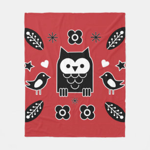 Nordic Horse Folk Art Gift Fleece Blanket