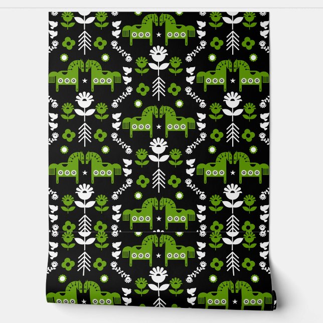 Nordic Horse Home Decor Wallpaper (Unrolling)