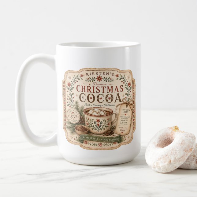 Nordic Hot Cocoa Label Coffee Mug (With Donut)