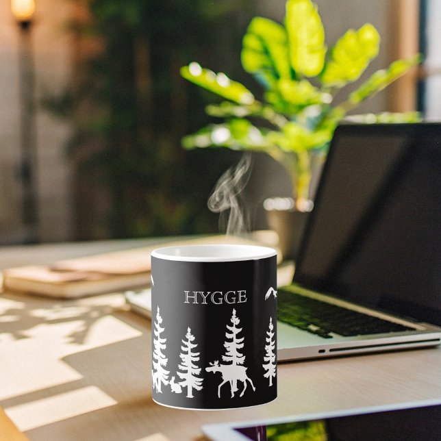 Nordic Hygge with forest silhouettes black white Coffee Mug (Creator Uploaded)