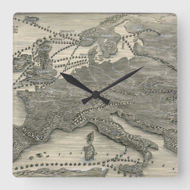Nordic Invasions Square Wall Clock (Front)