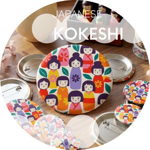 Nordic-Japanese Illustration –KOKESHI 10 Cm Round Badge