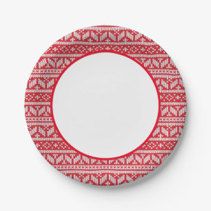 Nordic Knit Holiday Sweater Print  Paper Plate