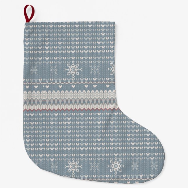 Nordic Knit Pet Stocking with Snowflakes & Paws (Front)