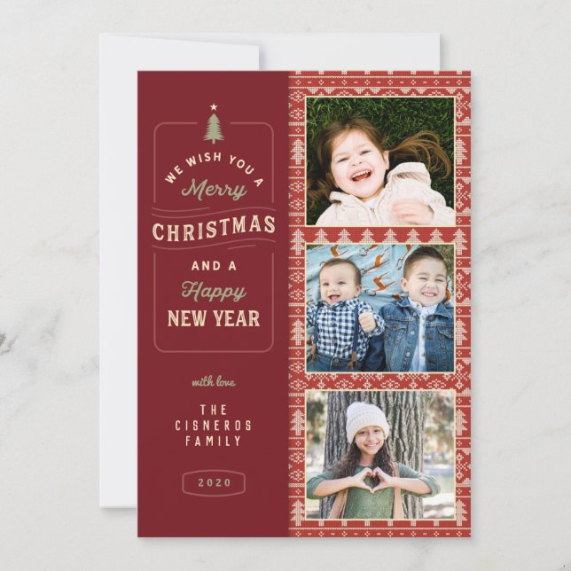 Nordic Knitted Pattern Holiday Card (Front)