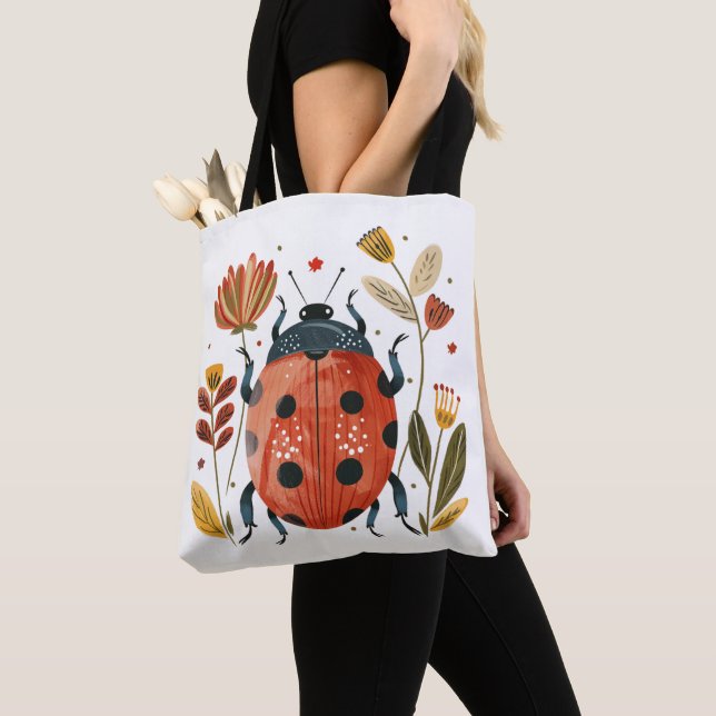 Nordic Ladybug Tote Bag (Close Up)