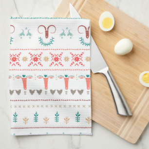 Nordic Light Winter Pattern  Tea Towel