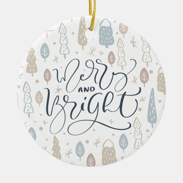 Nordic Merry Christmas Family Photo Christmas  Ceramic Tree Decoration (Front)