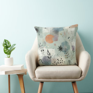 Nordic Mist Botanical Throw Pillow