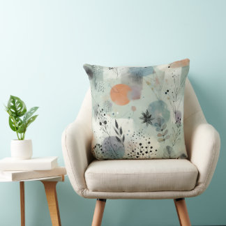 Nordic Mist Botanical Throw Pillow