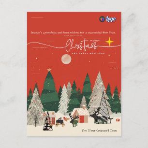 Nordic  Modern Red Business Personal Christmas  Postcard