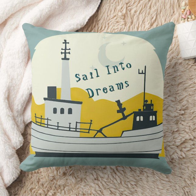 Nordic Moon Boat  Cushion (Blanket)