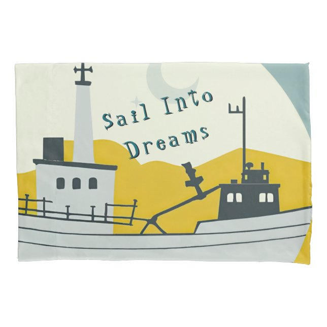 Nordic Moon Boat  Pillowcase (Front)