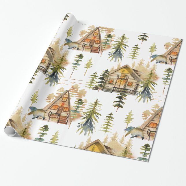 Nordic, Mountain, Cabin Theme Wrapping Paper (Unrolled)