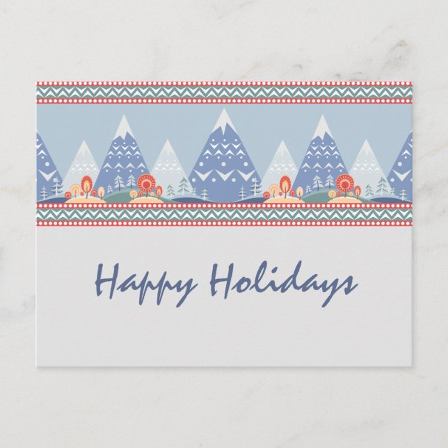 Nordic Mountain Scene Customisable Holiday Postcard (Front)