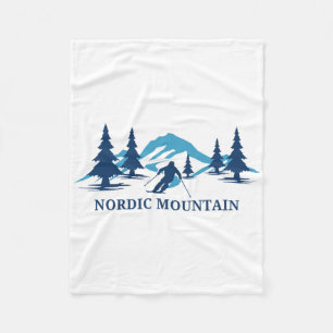 Nordic Mountain Wisconsin Ski Resort Skiing Skier  Fleece Blanket
