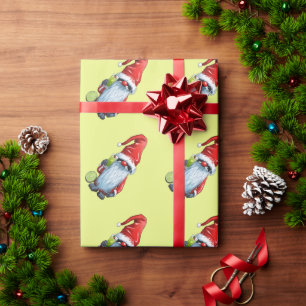 Nordic Nisse Gnome Gonk Holding A Glass Of Lime Wrapping Paper