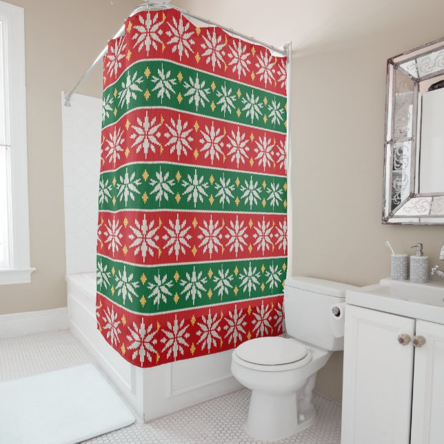 Nordic Noel Knit Shower Curtain (In Situ)
