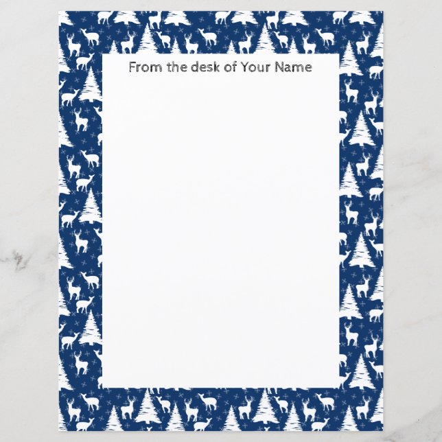 Nordic Outdoorsy Deer Pine Tree Navy Blue Custom (Front)