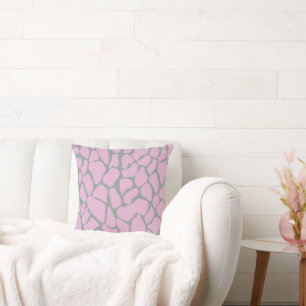 Nordic Pastel Pink Grey Giraffe Spot Pattern Cushion