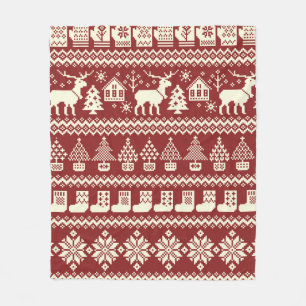 Nordic pattern illustration fleece blanket