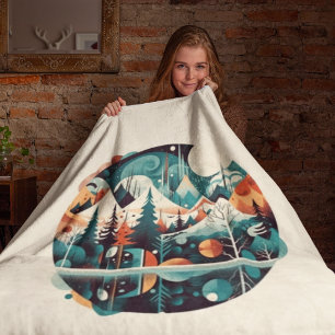 Nordic Pines & Peaks, custom Fleece Blanket
