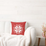 Nordic Pixel Snowflake Christmas Accent Cushion<br><div class="desc">Bring the holidays home this season with these home decor accent throw pillows in classic Christmas colours of white on red featuring a singular,  large,  Nordic sweater style pixel snowflake on one side and a repeating pattern on the reverse.</div>