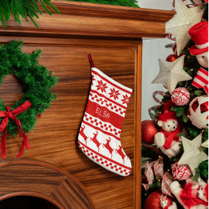 Nordic Print Reindeer Personalised Small Christmas Stocking