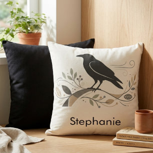 Nordic Raven Personalised Nature Lover Scandi Art Cushion