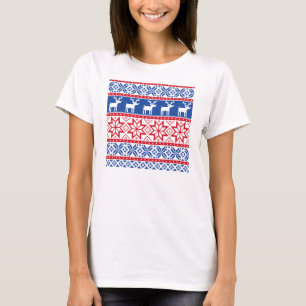 Nordic Reindeer and Snowflakes T-Shirt