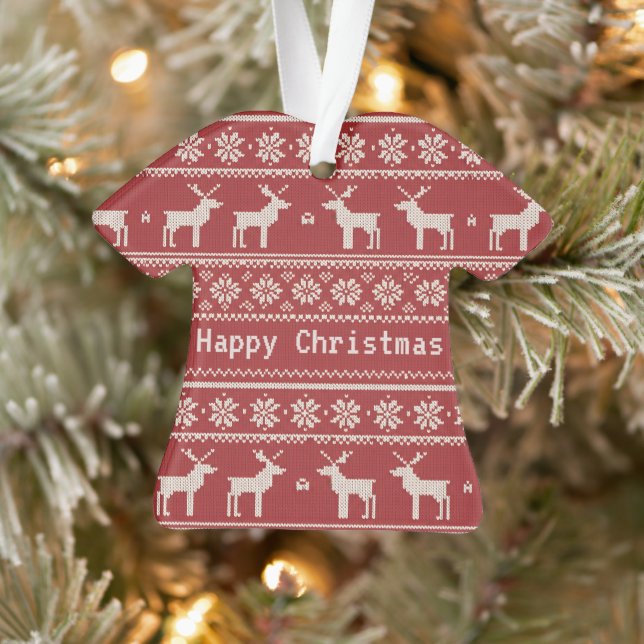 Nordic Reindeer Christmas Personalized  Ornament (Tree)