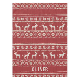 Nordic Reindeer Christmas Personalized Tablecloth