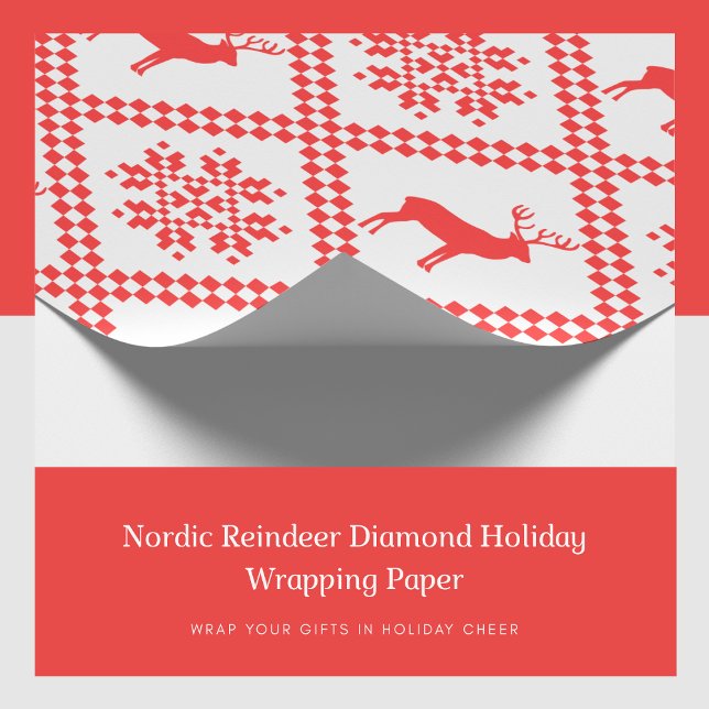 Nordic Reindeer Diamond Holiday Wrapping Paper (Nordic Reindeer Diamond Holiday Wrapping Paper)
