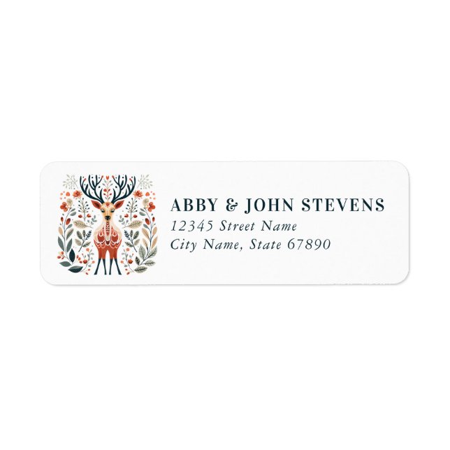 Nordic Reindeer Return Address Labels (Front)
