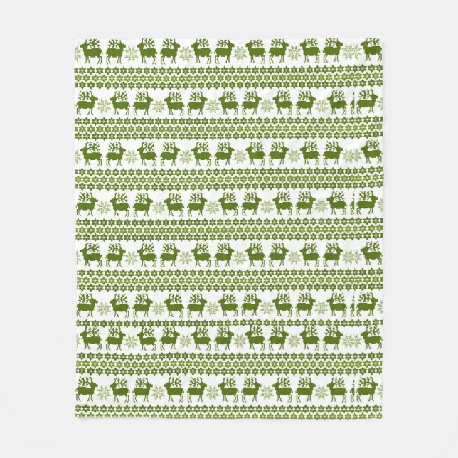 Nordic Reindeer & Snowflakes   Fleece Blanket (Front)
